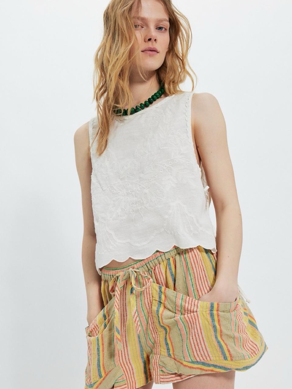 Free People Good Fortune Stripped Shorts